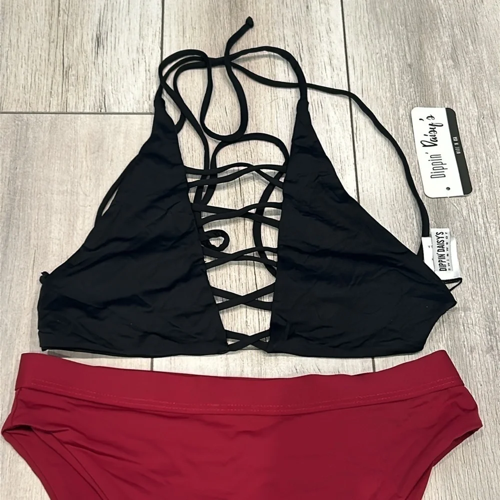 Dippin' Daisy's two piece high cut halter top bikini set size small